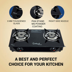 Sigri-wala Surya ISI Certified Glass Manual Gas Stove (2 Burners)