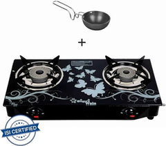 Sigri-wala Surya Tadka Pan Combo Tornado Designer Glass Manual Gas Stove (2 Burners)