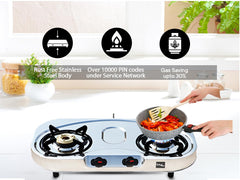 Sigri-wala Classis Stainless Steel ISI Certified 2 Burner Stainless Steel Manual Gas Stove (2 Burners)