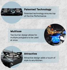 Sigri-wala 2 pc Set Tornado Delux Design Glass Manual Gas Stove (2 Burners)