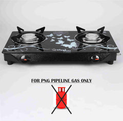 Sigri-wala 2B PNG/CNG Compatible Manual Glass Manual Gas Stove (2 Burners)