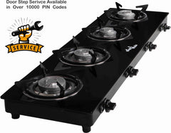 Sigri-wala Tornado Delux Straight Line LPG Only Glass Automatic Gas Stove (4 Burners)