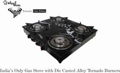 Sigri-wala 4B PNG/CNG Compatible Stainless Steel, Glass Manual Gas Stove (4 Burners)