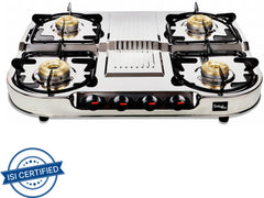 Sigri-wala Classis Double Decker Stainless Steel Manual Gas Stove (4 Burners)