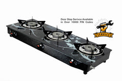 Sigri-wala SIGRI-3B-BLKD-CUTE Glass Manual Gas Stove (3 Burners)