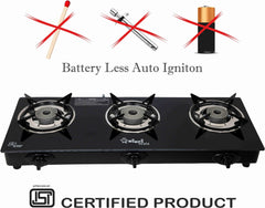 Sigri-wala Glass Automatic Gas Stove (3 Burners)