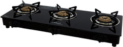 SigriWala Gas Stove 3 Burner, Toughened Glass Top, Auto Ignition, Black (ISI Certified, Door Step Service, 300 Days Warranty)