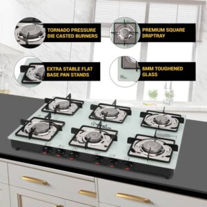 6 Burner Manual Gas Stove – Orchid White by Sigriwala​