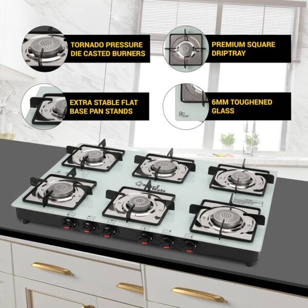 6 Burner Manual Gas Stove – Orchid White by Sigriwala